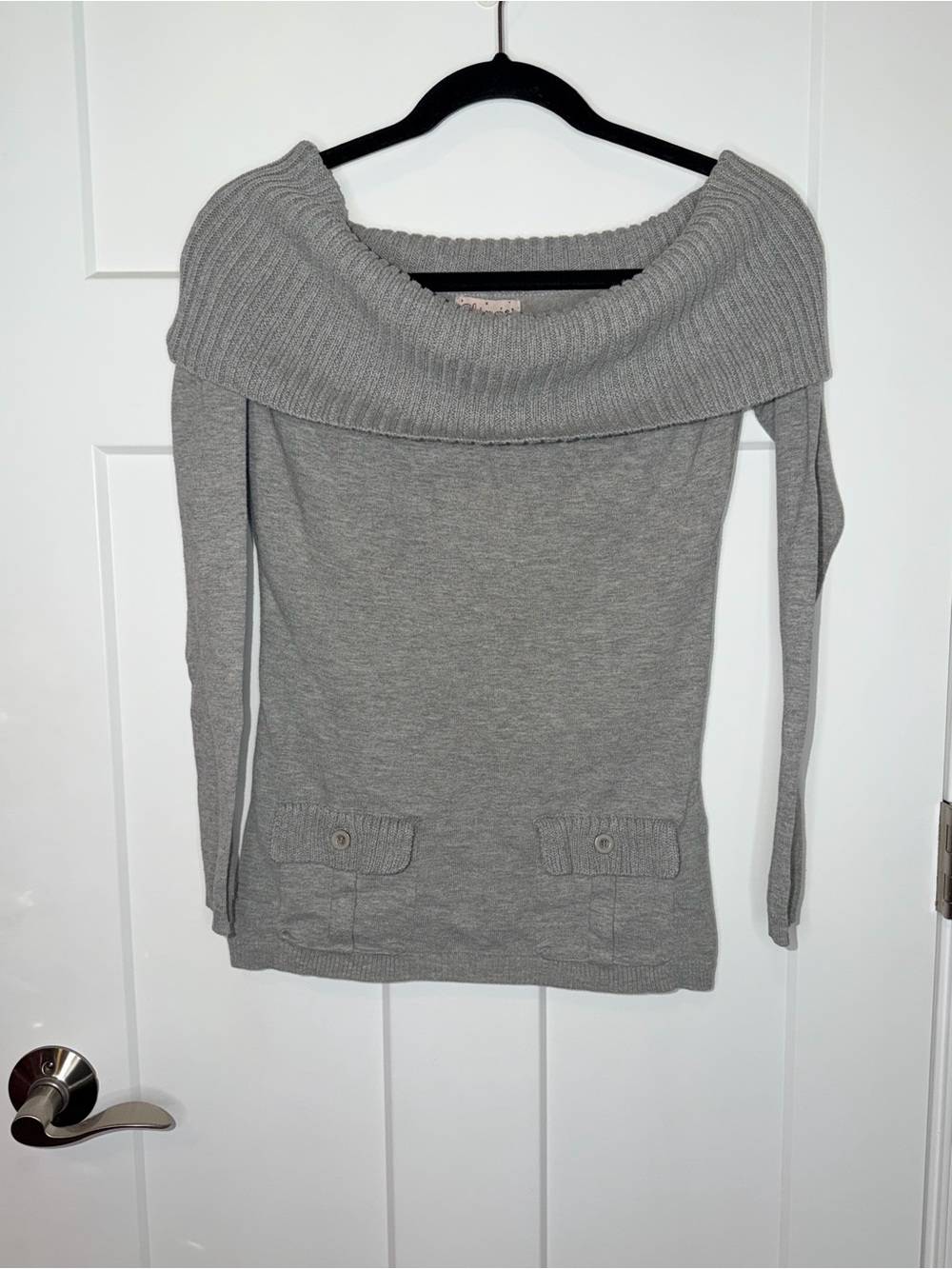 Glimmer Off the Shoulder Pocket Detail Sweater